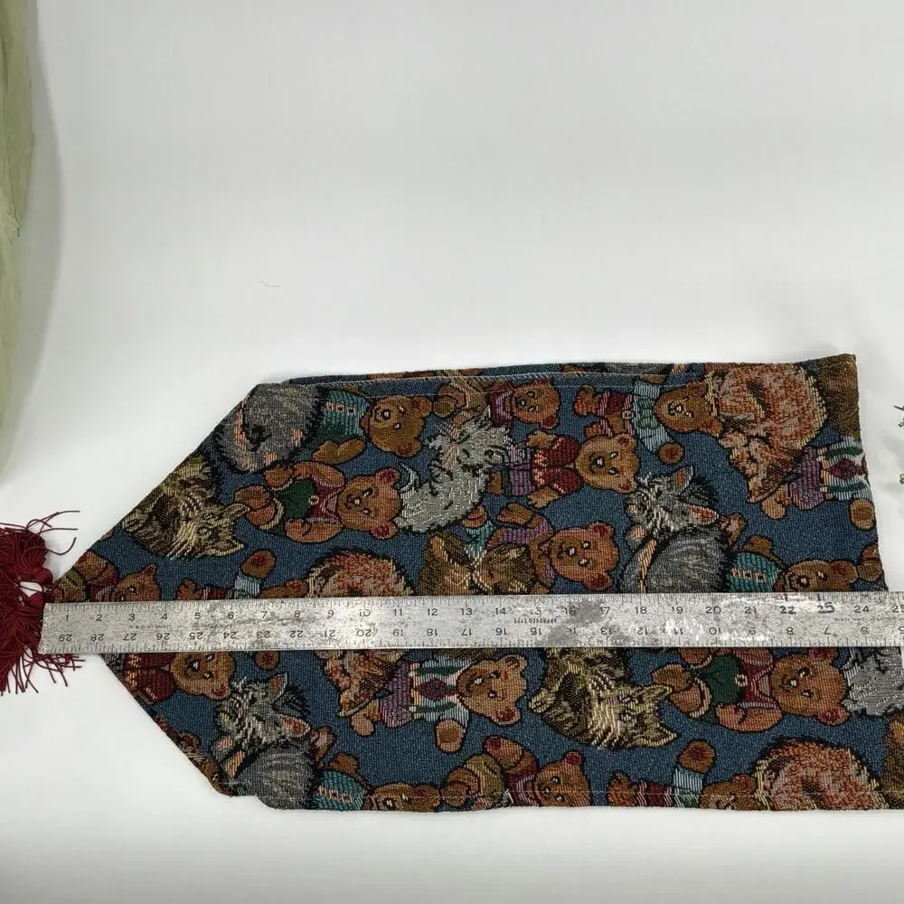Vintage Tapestry Bear Print Table Runner 50in Long